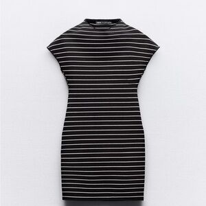 Zara Black and White Striped Dress